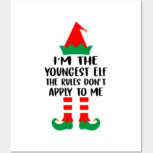 I'm the youngest ELF The rules don't apply to me Family Matching Group Christmas Costume Pajama Funny Gift Posters and Art